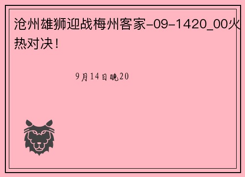 沧州雄狮迎战梅州客家-09-1420_00火热对决！